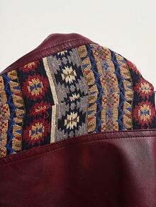 Bohemela Lässige gewebte Patchwork-Jacke mit lockerer Passform und regulärem Schnitt für Damen - Pink - Übersicht 8