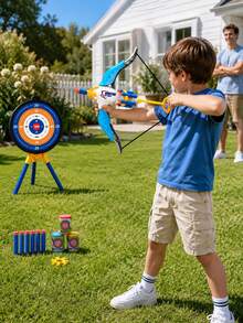MINKOJA Air Power Soft Bullet Bow Crossbow Shooting Toy With Standing Scoring Target Foam Dart Blaster Indoor Outdoor Competitive Interactive Activity Toy For Boys Girls Birthday Holiday Gift - Multicolor - View 6