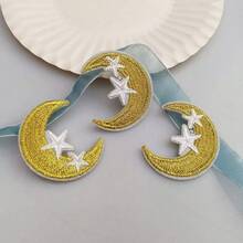 10入刺繡月亮與星星裝飾貼布，手工縫製衣物、包包、帽子、夾克用裝飾貼片 - 彩色 - 查看 4