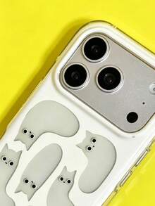 ShellaStory Casing Ponsel Motif Kucing Lucu Berongga, Kompatibel dengan iPhone 17 Pro Max 17 Pro 16 14 13 15 Pro Max 14 15 16 Plus 14 15 13 16 17 Pelindung Ponsel - Putih - View 3