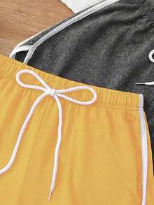 SHEIN Women's Casual Sports Colorblock Trim 2 Pieces Loungewear Bottoms - Multicolor - View 5