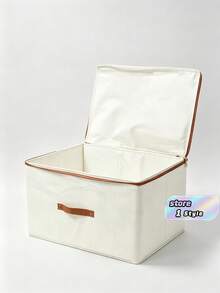 2 Packs Zippered Fabric Storage Box, Foldable & Washable Closet Organizer, With Handle (Beige) - Beige - View 1