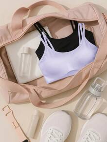 SHEIN Cheerettes 女款素色休閒日常細肩帶運動內衣 2件組 - 彩色 - 查看 2