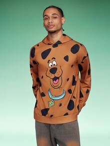SCOOBY-DOO X SHEIN هوديي كرتوني يوحي بطبعة كلب دالماتي، للخريف، ملابس علوية بأكمام طويلة، مناسب للجنسين - بني - مشاهدة 6
