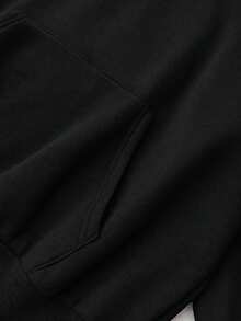 SHEIN Felpa casual grigia con tasche per ragazze pre-adolescenti, pullover multifunzionale a maniche lunghe, autunno/inverno - nero - Visualizzare 5