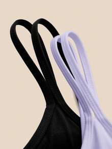 SHEIN Cheerettes 女款素色休閒日常細肩帶運動內衣 2件組 - 彩色 - 查看 9