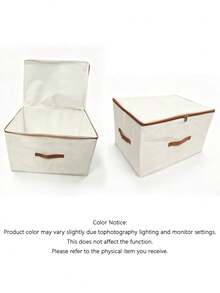 2 Packs Zippered Fabric Storage Box, Foldable & Washable Closet Organizer, With Handle (Beige) - Beige - View 4