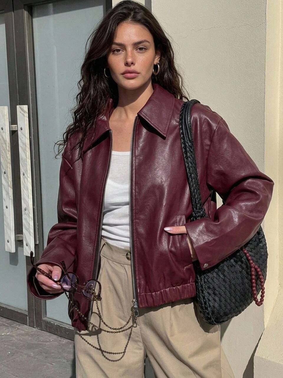 Women's Loose Street Casual Leather Jacket
