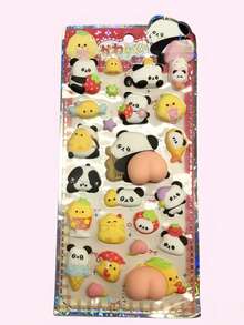 POKOJA LAND 3D Cute Animal Panda, Rabbit And Cat Paw Foam Sticker, Decompression Sticker, Decorative Sticker For Water Bottle, Keyboard, Table, Rewards For Kids, 3D Scrapbook Sticker Toy - Multicolor - View 9