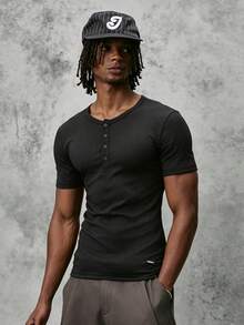 STYNVO Men's Summer Casual Basic Street Versatile Solid Color Short Sleeve T-Shirt Beach Going Out Holiday Vacation Black - Black - View 1