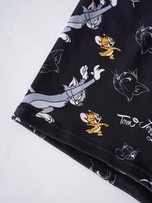 TOM & JERRY X SHEIN Men's Letter Print Colorblock Cartoon Print Casual Daily Boxer Briefs 3pcs/Pack - Blue and White - View 4