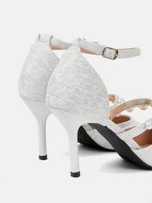 CUCCOO HITCHD Ladies Elegant Flower Mesh Breathable Pointed Stiletto High Heel Shoes - White - View 10
