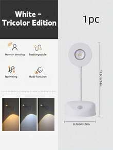 1pc Rechargeable, Wire-Free Indoor Wall Light, Spotlight, Table Lamp, Smart Led Motion Sensor Light, Picture Light - White - View 10
