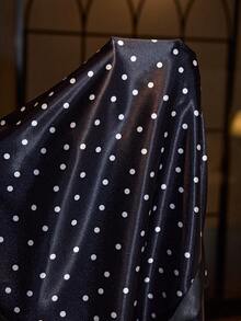 SilkySpell Polka Dot Patchwork Eyelash Lace Trim Sexy Plus Size Women's Nightgown Night Autumn - Black - View 7