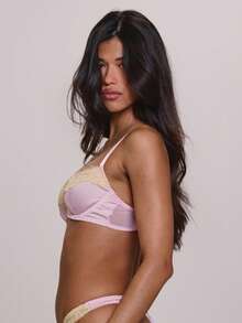 MUSERA Satin Lace Trim Underwired Bust Adjustable Clasp Back Bra Coord Top Only Sexy Cute Evening Night Lingerie Summer Pajamas Holiday Vacation Girly - Multicolor - View 3