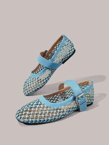 Styleloop Ladies, Willow Nails, Buckles, Flat Shoes. - Light blue - View 4