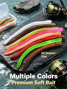 10/30/50/100Pcs Senko Worms For Bass Fishing, Salt Impregnated Soft Plastic Stick Baits, Wacky Rig Texas Rig Ned Rig Finesse Stick Worm Lures, Slow Sinking Artificial Soft Worms For Freshwater Saltwater Largemouth Smallmouth Bass - multicolor - View 5