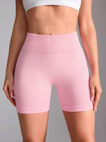 Gameset SHEIN Sport 2pcs Solid Color High Waist Seamless Sports Shorts - Multicolor - View 3