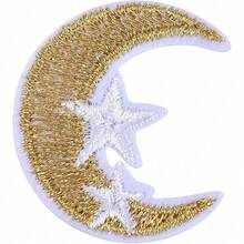 10入刺繡月亮與星星裝飾貼布，手工縫製衣物、包包、帽子、夾克用裝飾貼片 - 彩色 - 查看 2