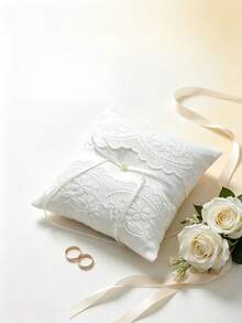 Bride Faux Pearl Bow Ring Bearer Pillow Set Suitable For Any Wedding Decoration Valentine's Day Valentines - multicolor - View 5