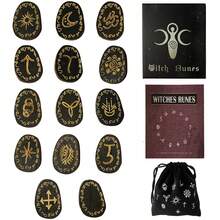 Viking Rune Wooden Carving Set, Runic Symbol Engraved Wood Pieces For Healing Alchemy Meditation, Wooden Altar Rune Letters Kit - Black - View 10