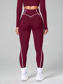 Solea Cove Solea Cove 女款高腰休閒條紋拼接修身運動緊身褲 2件組 - 彩色 - 查看 4
