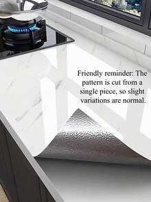 1 Roll Self Adhesive Marble Countertop Protective Film Waterproof Oilproof Heat Resistant Easy Clean Aluminum Foil Backed Quartz Stone Look Kitchen Sink Table Cabinet Sticker Removable Home Decor - multicolor - View 2