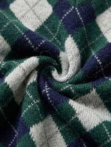 Lalippa Atasan Rajut Kasual Wanita Motif Berlian Gaya Vintage Retro untuk Sehari-hari, Cocok untuk Wisuda Sekolah, Warna Hijau Gingham, dan Musim Panas. - MultiWarna - View 6
