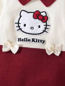 HELLO KITTY AND FRIENDS | SHEIN GraphicGems 新生兒嬰兒毛衣連身衣 3D 毛巾刺繡 紅色與米色 舒適柔軟針織爬行衣 秋冬款 簡約可愛時尚卡通款 適合春秋 - 彩色 - 查看 11