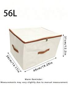 2 Packs Zippered Fabric Storage Box, Foldable & Washable Closet Organizer, With Handle (Beige) - Beige - View 8