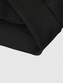 ROMWE MEN Men's Letter Flashing Diamond Double Layer Hooded Loose Zipper Front Sweatshirt - Black - View 6