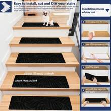 1/7/15pcs Non-Slip Stair Tread Mat With Self-Adhesive Backing Indoor Step Mat, Non Slip Stair Treads Carpet, Stairs Carpet - multicolor - View 4