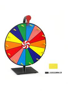 1PC Desktop Spinning Prize Wheel Rotating Lottery Game Wheel With Heavy Duty Base Dry Erase Surface Markers Included Party Game Accessory For Carnival Bar Pub Raffle Event Lucky Spin Roulette - multicolor - View 3
