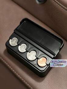 1PC Compact Durable ABS Black Foldable Creative Coin Holder Organizer Box For Car Easy Access Mini Storage Gift For Drivers Men Dad Fathers Day Christmas Birthday Automotive Interior Accessories Must Haves - Storage box - View 1