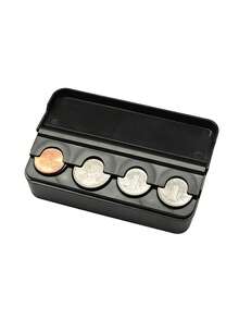 1PC Compact Durable ABS Black Foldable Creative Coin Holder Organizer Box For Car Easy Access Mini Storage Gift For Drivers Men Dad Fathers Day Christmas Birthday Automotive Interior Accessories Must Haves - Storage box - View 6
