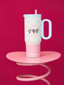THE POWERPUFF GIRLS X Joivida 24oz 不鏽鋼保溫杯附手把與吸管，防漏保溫，適用熱飲或冷飲，適合居家、辦公室或戶外旅行 – 實用的咖啡杯與水瓶二合一 - 粉色 - 查看 2