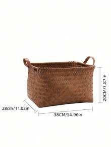 2Pcs Rustic Woven Storage Basket, Multiuse For Cosmetics Jewelry Books Clothes Home Car - Multicolor - View 4