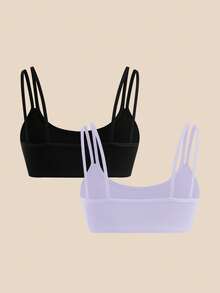 SHEIN Cheerettes 女款素色休閒日常細肩帶運動內衣 2件組 - 彩色 - 查看 4