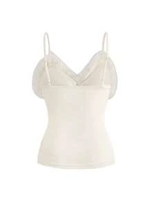 ROMWE J-Fashion Y2K Abihimekaji Detachable Faux Fur Cami Top For Women, Suitable For Winter - Apricot - View 2
