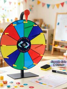 1PC Desktop Spinning Prize Wheel Rotating Lottery Game Wheel With Heavy Duty Base Dry Erase Surface Markers Included Party Game Accessory For Carnival Bar Pub Raffle Event Lucky Spin Roulette - multicolor - View 1