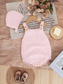 SHEIN Vintaside Kids 女嬰粉色針織連身衣 - 淺粉色 - 查看 5
