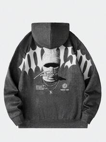 SHEIN 青少年男孩黑色寬鬆秋季衛衣，雙層領學院風套頭衫，返校季 - 黑色 - 查看 3
