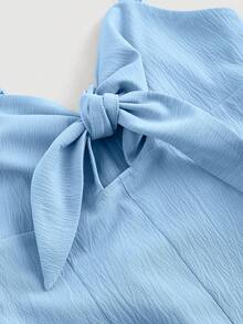 SHEIN MOD Ladies' Solid Color Simple Daily Spaghetti Strap Jumpsuit - Baby Blue - View 3