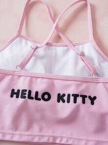HELLO KITTY AND FRIENDS | SHEIN Setelan Baju Renang Dua Potong Atasan Camisole dan Bawahan Bikini Segitiga Motif Kartun untuk Anak Perempuan Remaja, Cocok untuk Liburan Musim Panas dan Pantai - Berwarna merah muda - View 7