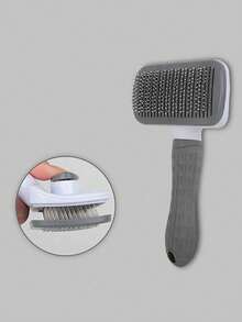 1pc One-Key Hair Removal Self-Cleaning Comb - Grey - View 7