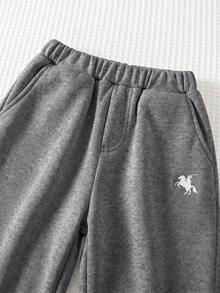 Cozy Pixies 兒童小男孩馬匹圖案鬆緊腰長褲 3件套 - 深灰色 - 查看 4