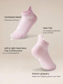 GLOWMODE 3 pares de calcetines suaves y ventilados con malla y agarre para caminar, ejercicio y uso diario - Rosa - Ver 5