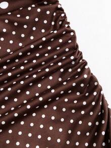 Sweetra Y2K Sexy Vacation Asymmetrical Polka Dot Patchwork Elegant Slimming A-Line Maxi Dress - Coffee - View 5
