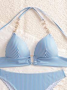Swim Vcay Vacation Beach Striped Two-Piece Swimsuit - Multicolor - View 5