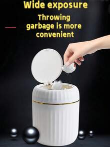 1pc Mini Flip Top Desktop Trash Can Odor Proof Small Waste Bin For Paper Fruit Peel Home Office Bathroom Living Room Study Table Tidy Organizer - Multicolor - View 6